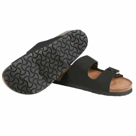 SKECHERS Women Relaxed Fit Luxe Foam Slip on Buckle Sandal  -Black - Picture 2 of 9